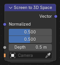 Screen to 3D Space node.